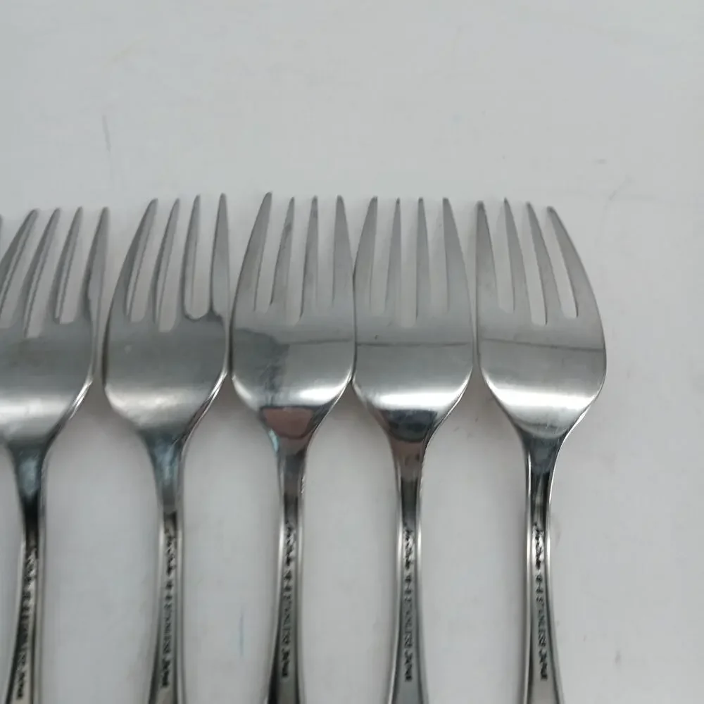 7X SF Vtg Noritake 18-8 Stainless Japan Sylvia Flatware Salad Forks Silverware